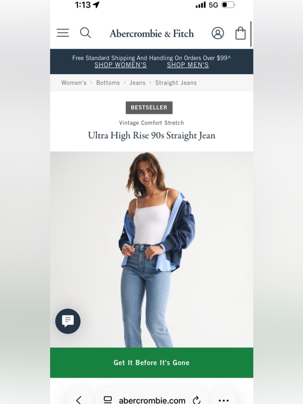 Abercrombie & Fitch Light Blue Ultra High Rise Straight Jeans